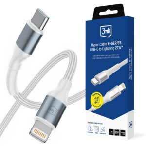 3mk Hyper Cable N-SERIES USB-C / Lightning 1m PD 3.0 9V / 3A 27W - baltas
