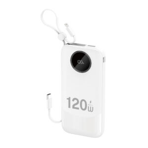 Dudao K13 10000mAh Powerbank su integruotu kabelu - Balta