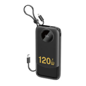 Dudao K13 10000mAh Powerbank su integruotu kabelu - Juoda