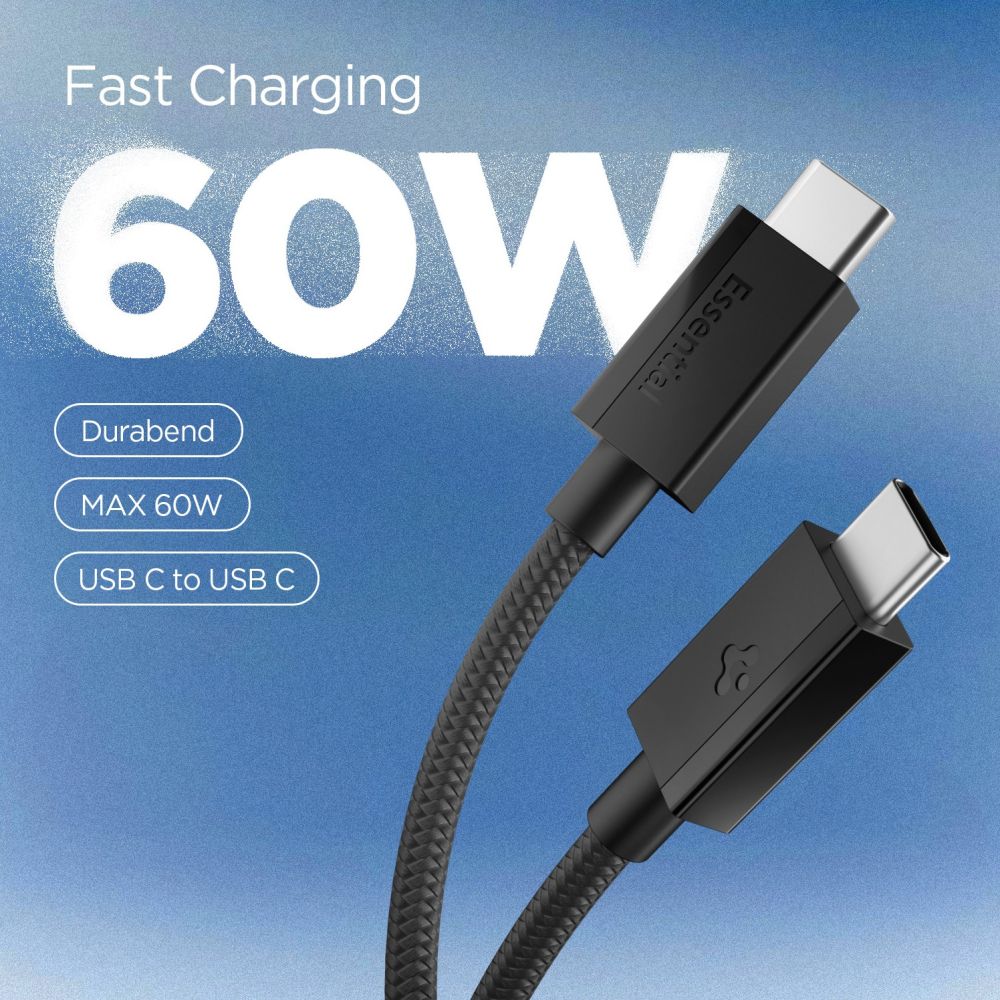 Laidas Spigen Essential EB6015CC USB-C 60W 150 cm - juodas