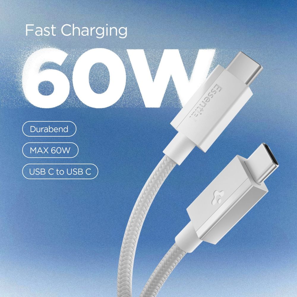 Laidas Spigen Essential EB6015CC USB-C 60W 150 cm - baltas