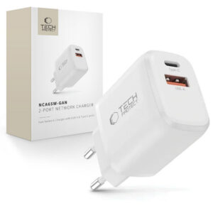 Tinklo įkroviklis Tech-Protect NCA65W-GAN 2 prievadai PD 65W / QC3.0 2 - balta