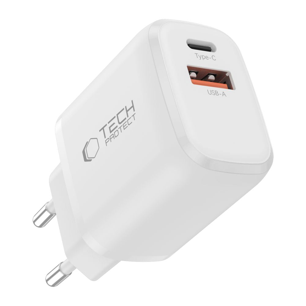 Tinklo įkroviklis Tech-Protect NCA65W-GAN 2 prievadai PD 65W / QC3.0 2 - balta