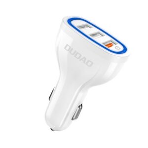 Dudao automobilinis įkroviklis quick charge Quick Charge 3.0 QC3.0 2.4A 18W 3x USB baltas (R7S white)