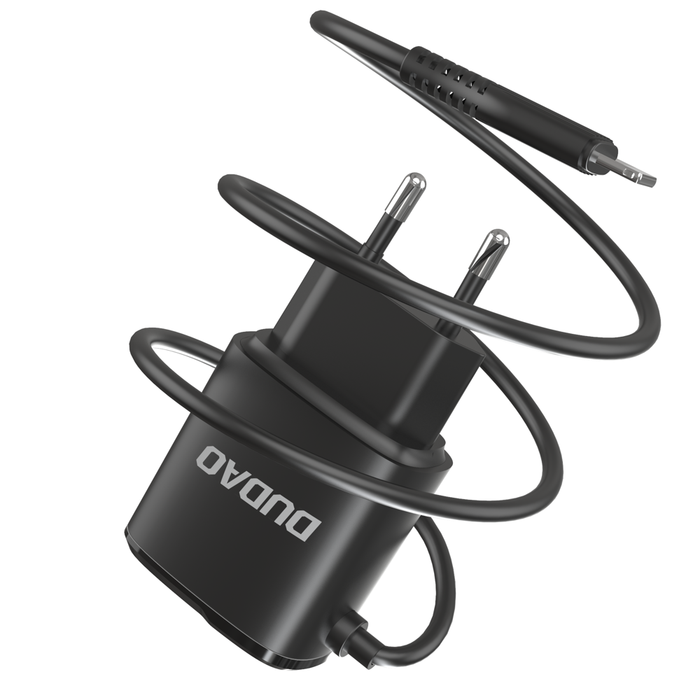 Dudao įkroviklis 2x USB su integruotu 12W Lightning laidu juodas (A2ProL black)