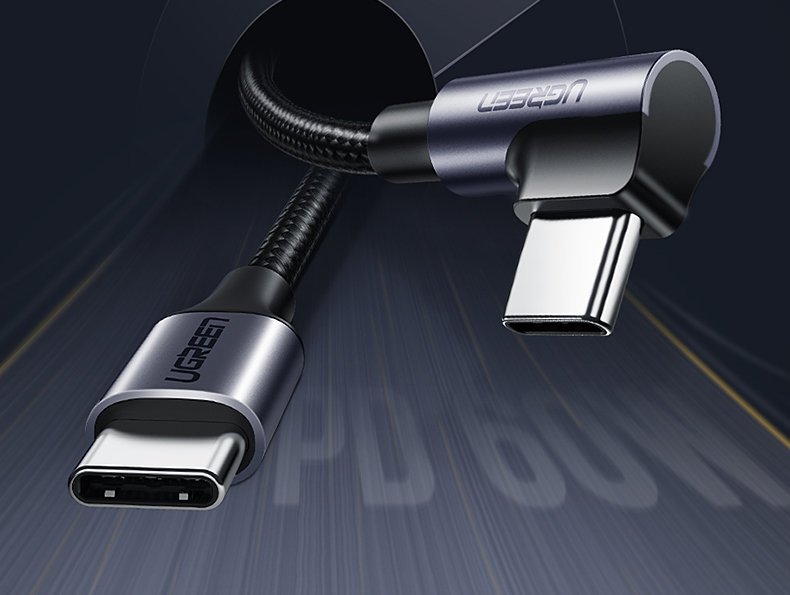Ugreen US255 50125 USB-C (tiesus) / USB-C (kampinis) PD QC laidas 60W 3A 2m - pilkas