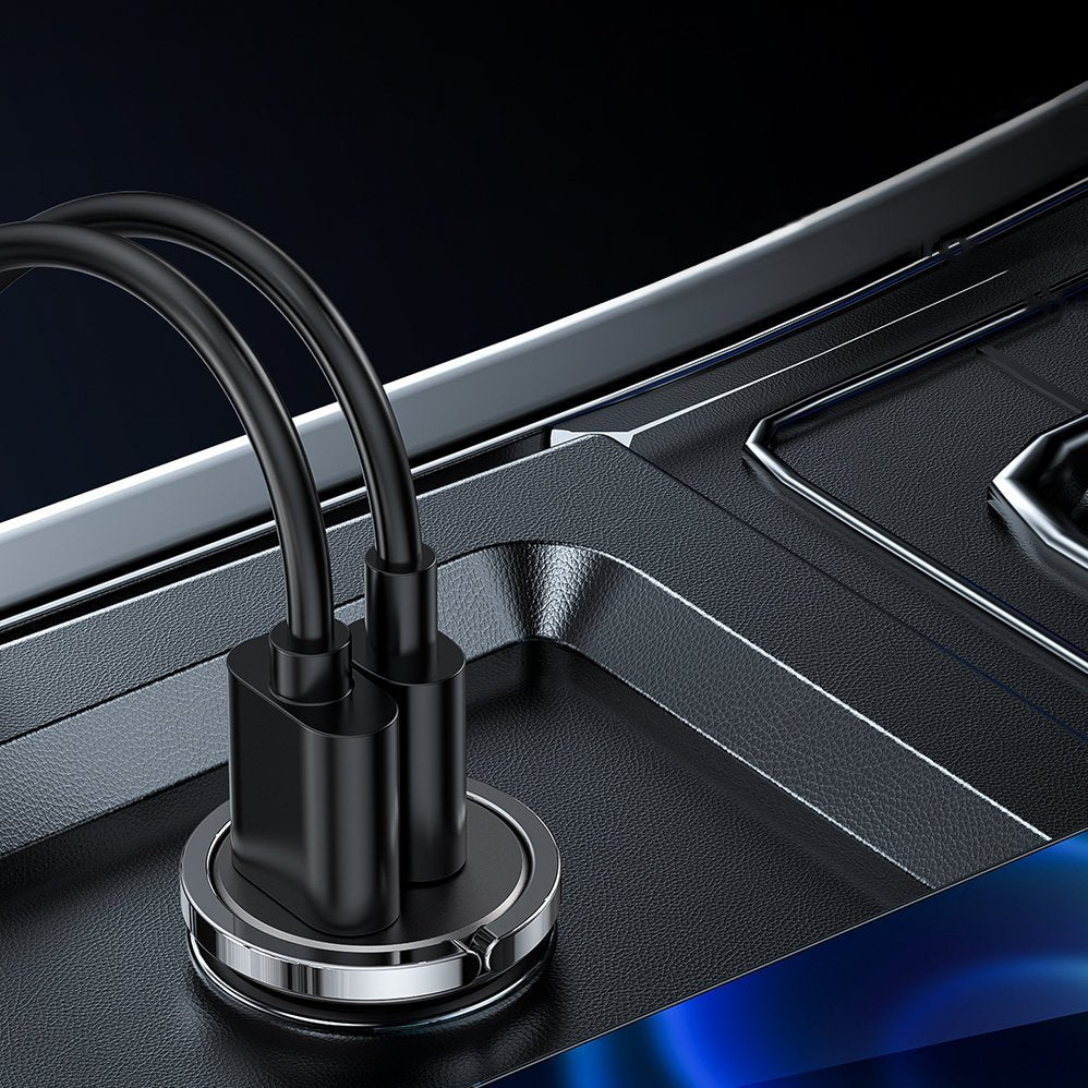 Joyroom greitas automobilinis įkroviklis USB Type C / USB 45W 5A Power Delivery Quick Charge 3.0 AFC SCP pilkas (C-A35)