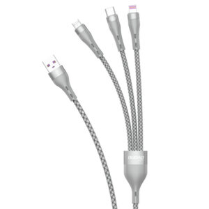 Dudao 3in1 USB laidas - Lightning / microUSB / USB Type C 65W 1,2 m pilkas (L20X)