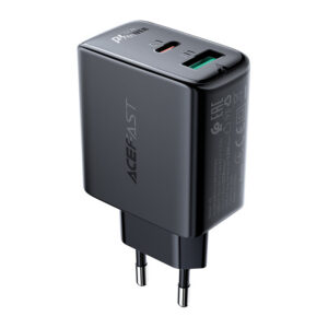 Acefast sieninis įkroviklis USB Type-C / USB 32W, PPS, PD, QC 3.0, AFC, FCP, juodas (A5 juodas)
