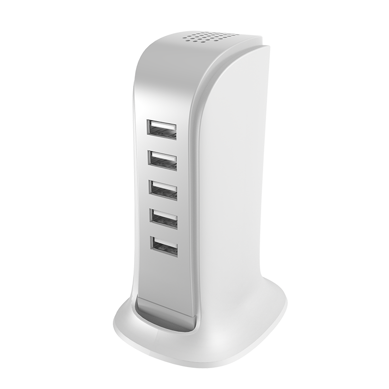 Dudao USB įkroviklis A5EU 5x USB su integruotu EU maitinimo laidu - baltas