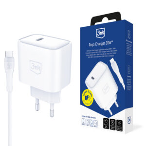 3mk Protection įkroviklis, 20 W, 1 USB-C prievadas, baltos spalvos