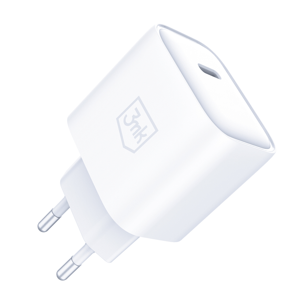 3mk Protection įkroviklis, 20 W, 1 USB-C prievadas, baltos spalvos
