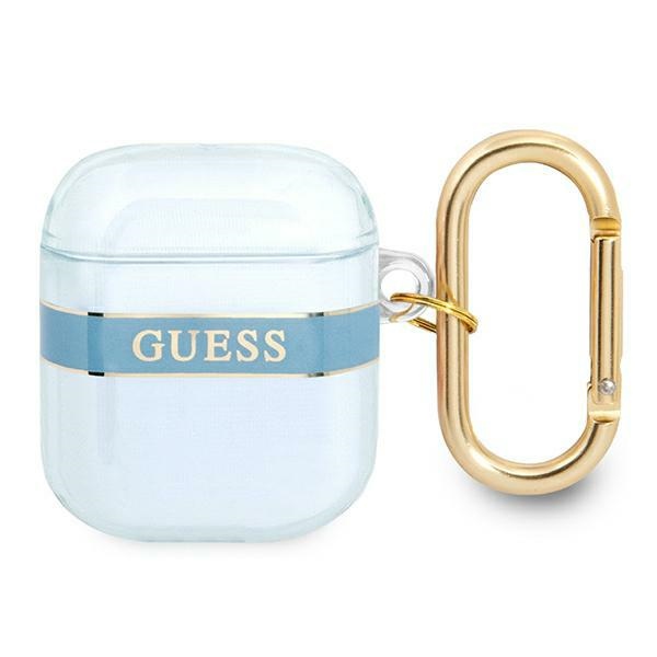 Guess AirPods dėklas su dirželiu – mėlynas