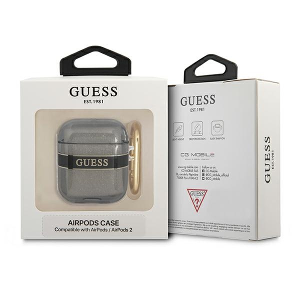 Guess AirPods dėklas su dirželiu – juodas