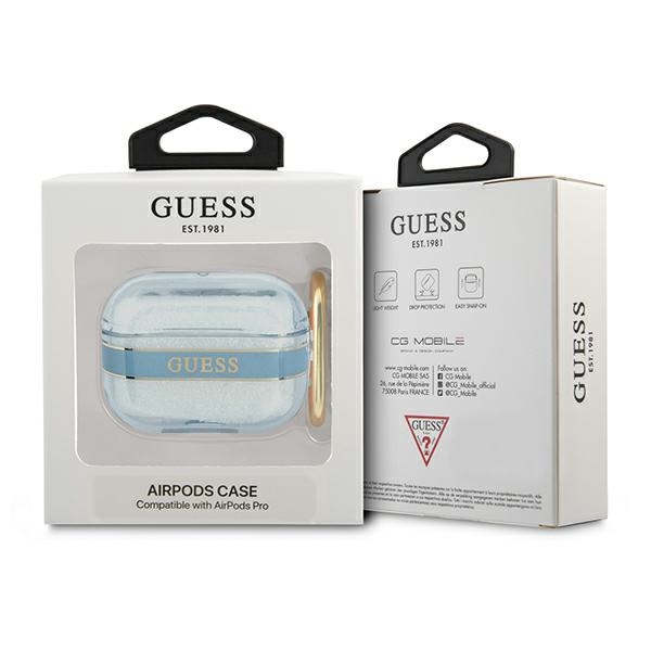 Guess AirPods Pro dėklas su dirželiu – mėlynas