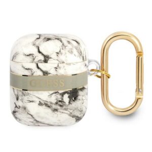 Guess AirPods dėklas – pilkas Marble Strap
