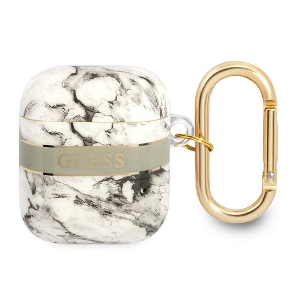 Guess AirPods dėklas – pilkas Marble Strap