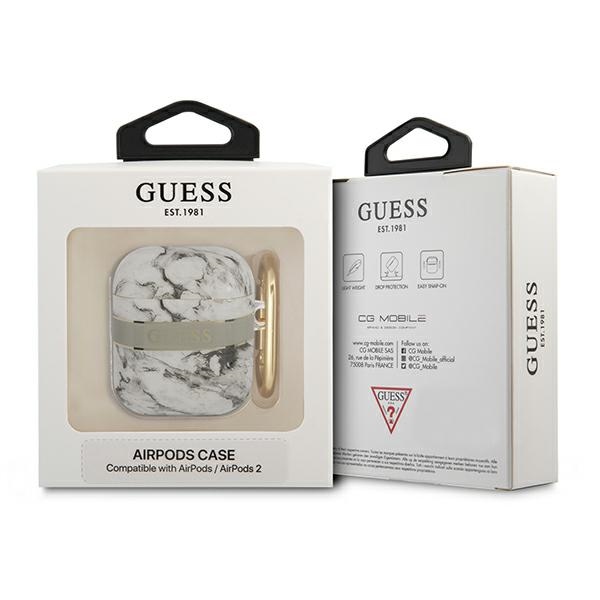 Guess AirPods dėklas – pilkas Marble Strap