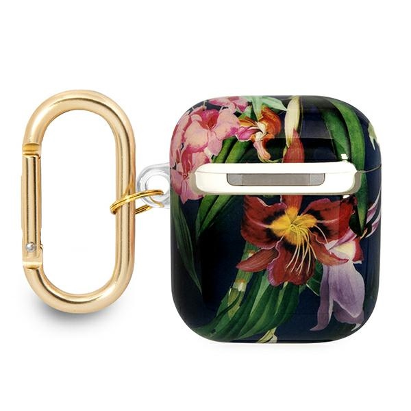 Guess AirPods dėklas – mėlynas, gėlių motyvas