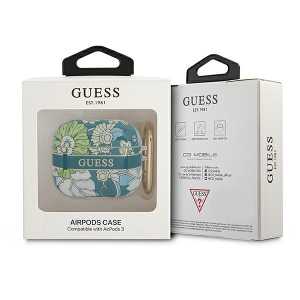 Guess dėklas AirPods 3 – žalias, Flower Strap