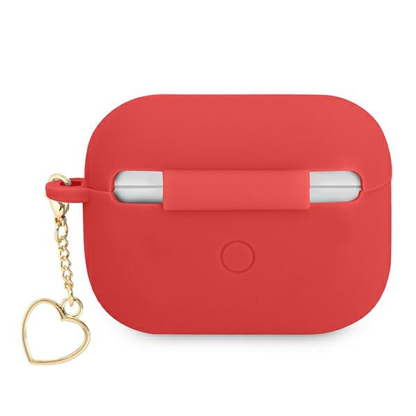 Guess GUAPLSCHSR AirPods Pro dėklas - raudonas silikoninis Charm Heart Collection