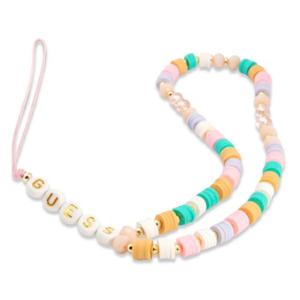 Guess pakabukas GUSTFLWP telefono dirželis rožinės/rožinės spalvos Heishi Beads