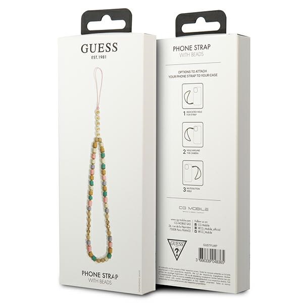 Guess pakabukas GUSTFLWP telefono dirželis rožinės/rožinės spalvos Heishi Beads