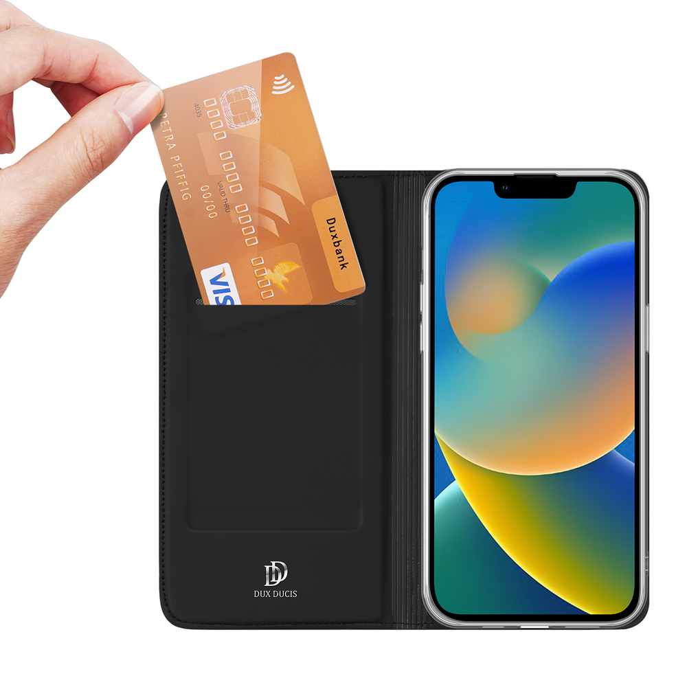 Dux Ducis Skin Pro atverčiamas dėklas iPhone 14 Plus – juodas