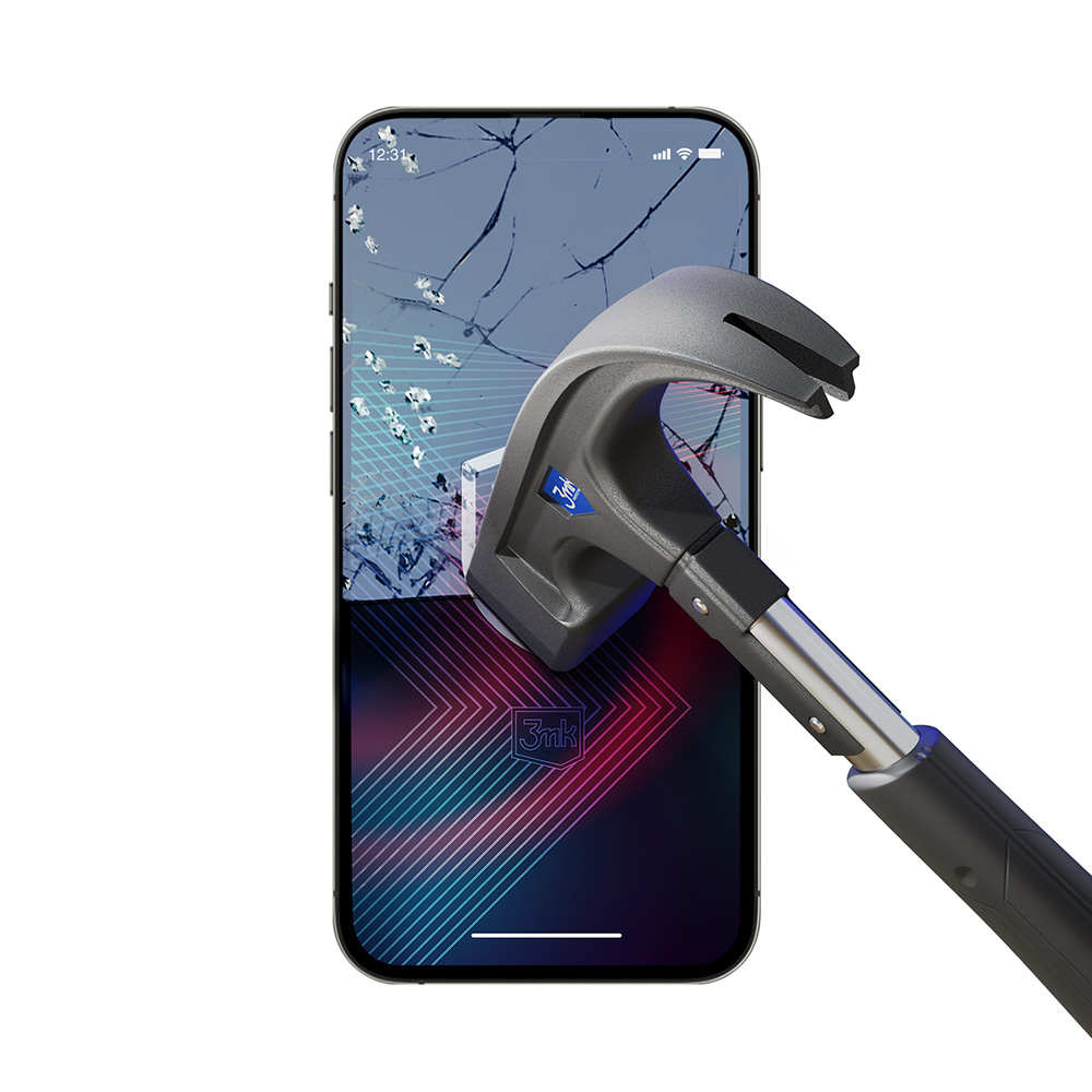 Grūdintas stiklas, skirtas iPhone 14 Pro Max / 14 Plus hibridiniam flexi 7H iš 3mk FlexibleGlass serijos