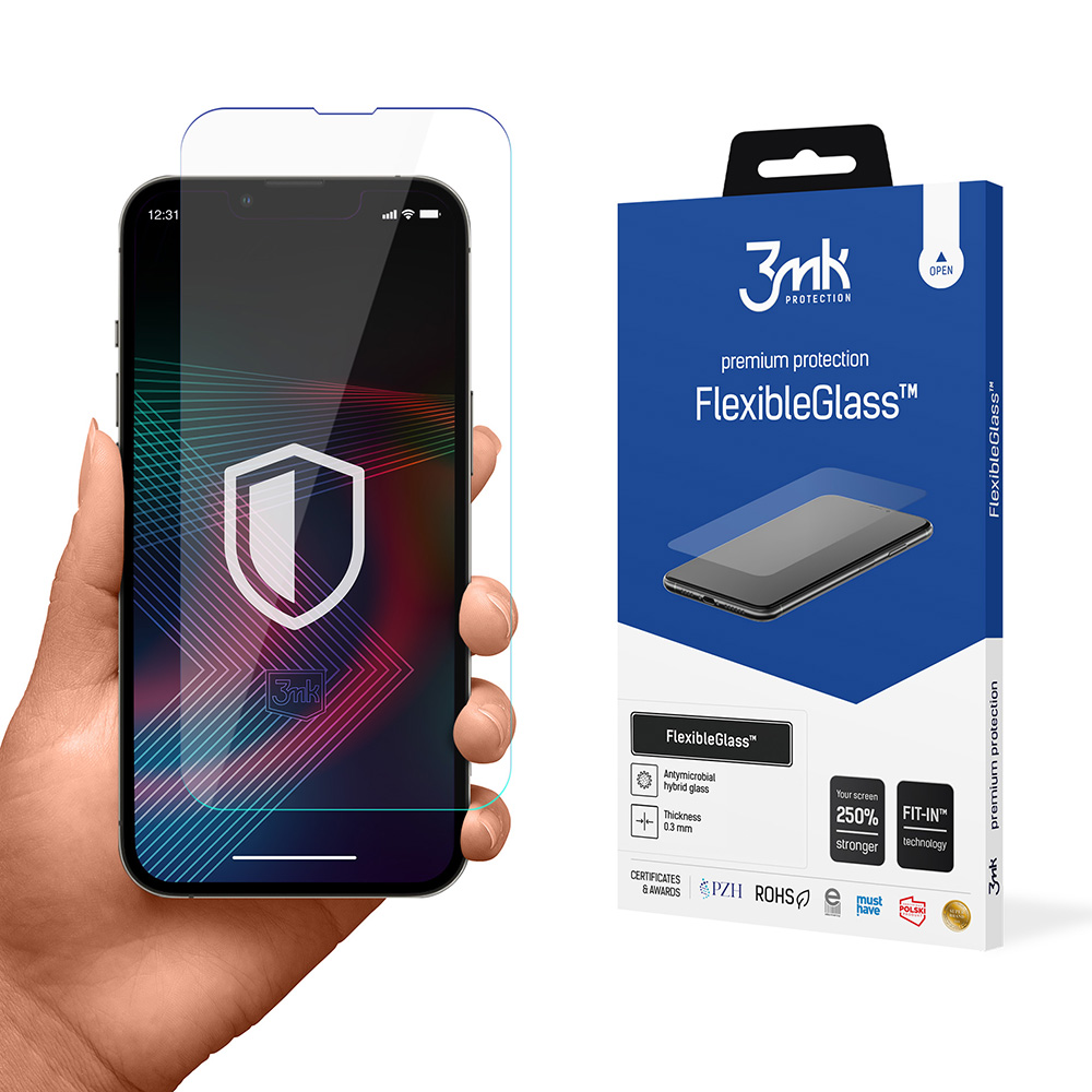 Grūdintas stiklas skirtas iPhone 14 Pro / iPhone 14 hibridiniam flexi 7H iš 3mk FlexibleGlass serijos