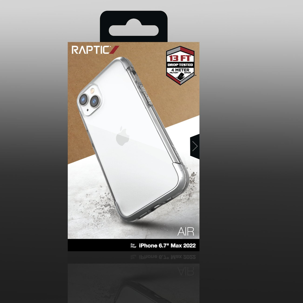 Raptic Air šarvuotas MagSafe dėklas iPhone 14 Plus – sidabrinis