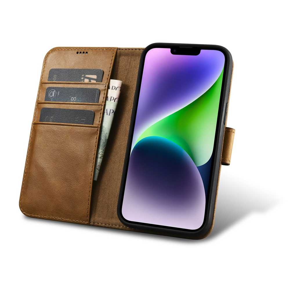 iCarer odinis 2in1 dėklas iPhone 14 Plus – rudas, RFID