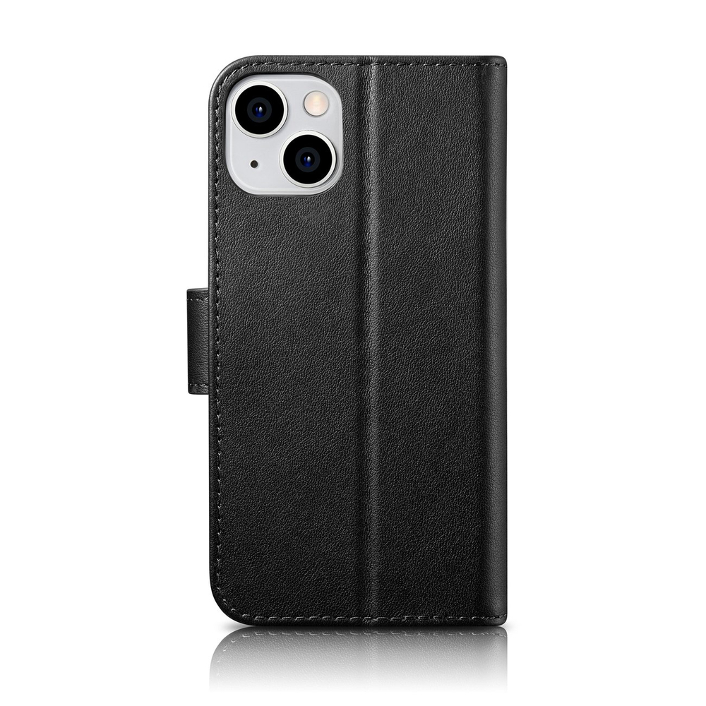 iCarer 2in1 odinis dėklas-piniginė iPhone 14 Plus su Anti-RFID – juodas