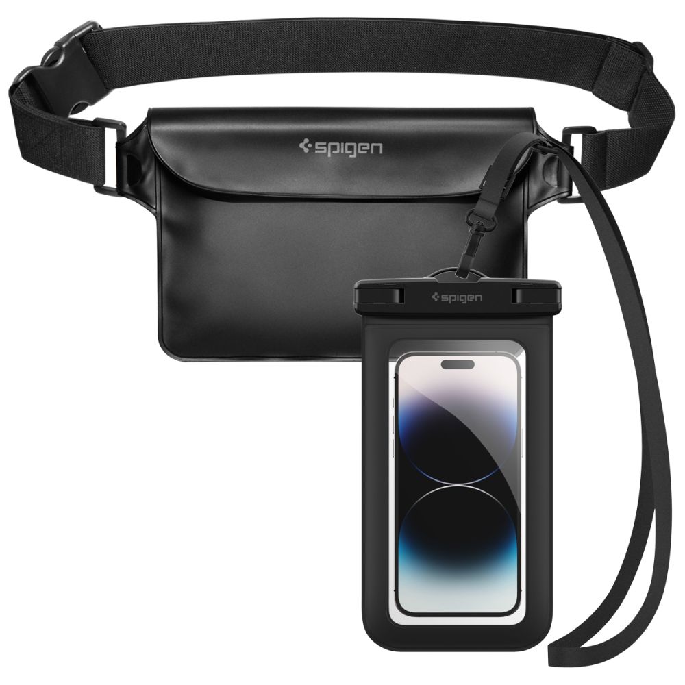 Dėklas Spigen A621 Universal Waterproof su juosmens krepšeliu, juodas