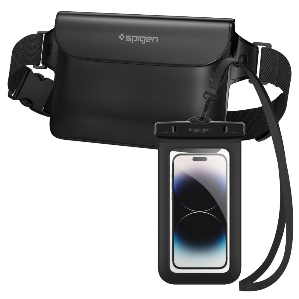 Dėklas Spigen A621 Universal Waterproof su juosmens krepšeliu, juodas