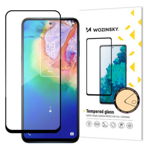 Wozinsky Super Tough Klijais grūdintas stiklas Visas ekranas With Frame Case TCL 20 5G Juoda