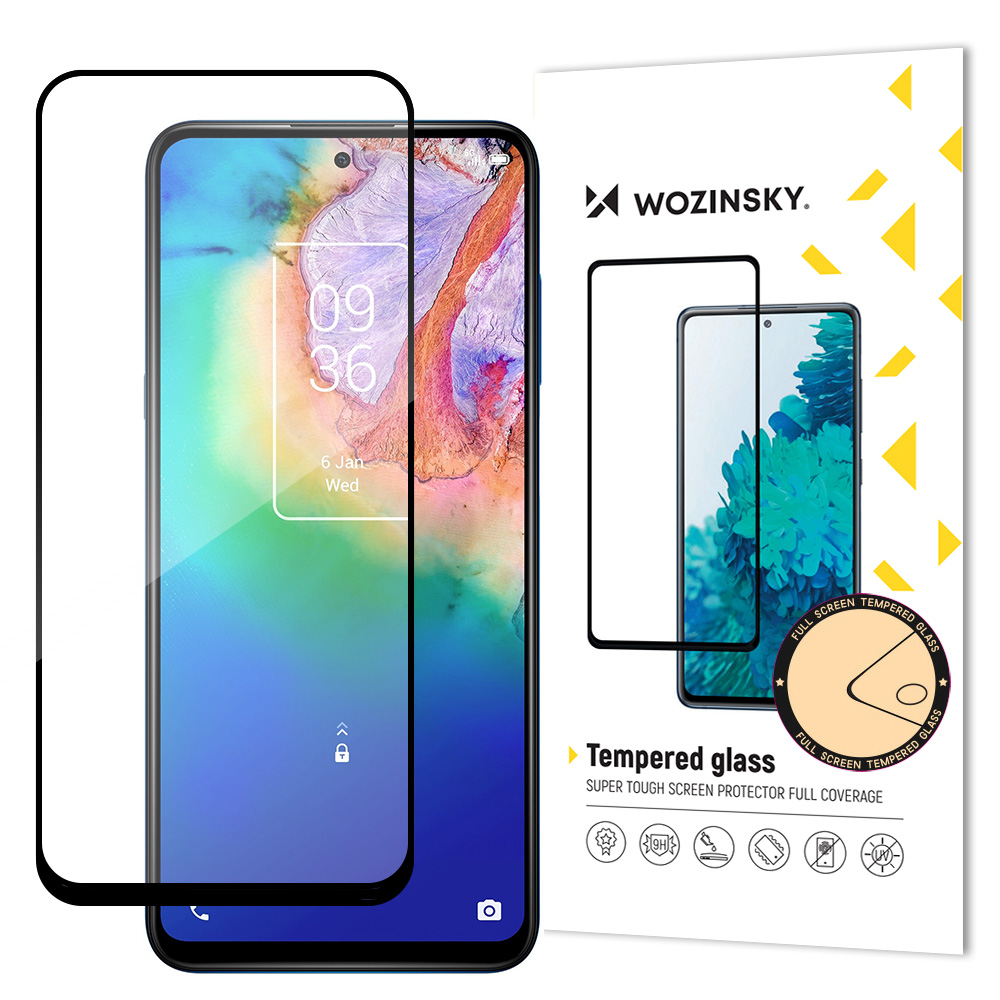 Wozinsky Super Tough Klijais grūdintas stiklas Visas ekranas With Frame Case TCL 20 5G Juoda