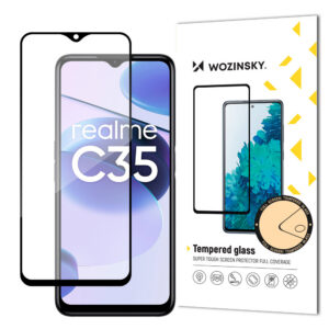 Wozinsky grūdintas stiklas Realme C35 – juodas rėmelis