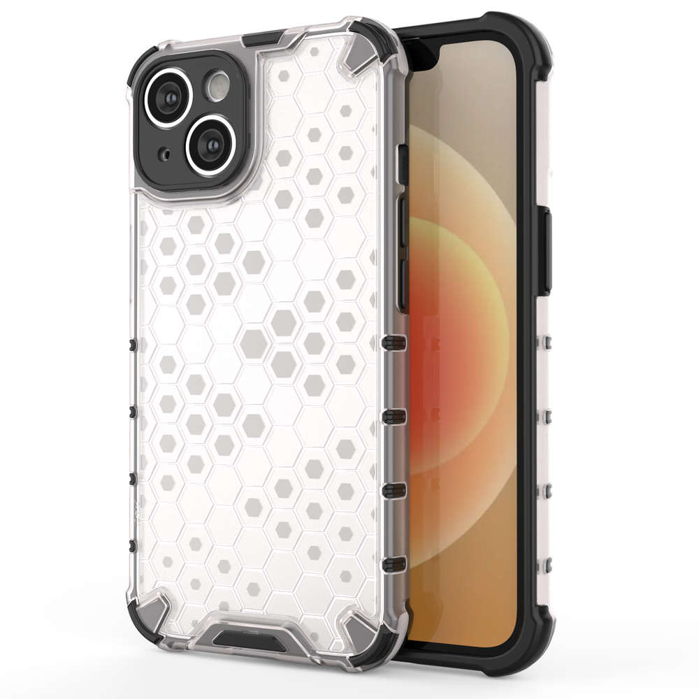 Skaidrus šarvuotas dėklas iPhone 14 Plus „Honeycomb“