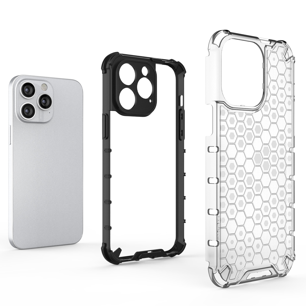 Honeycomb apsauginis dėklas iPhone 14 Pro – juodas