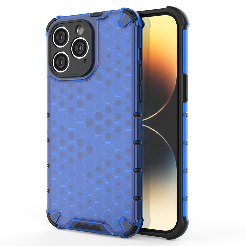 Šarvuotas Honeycomb dėklas iPhone 14 Pro – mėlynas