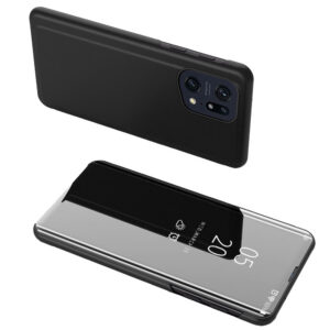 Clear View Case dėklas su atverčiamu dangteliu Oppo Find X5 Pro – juodas