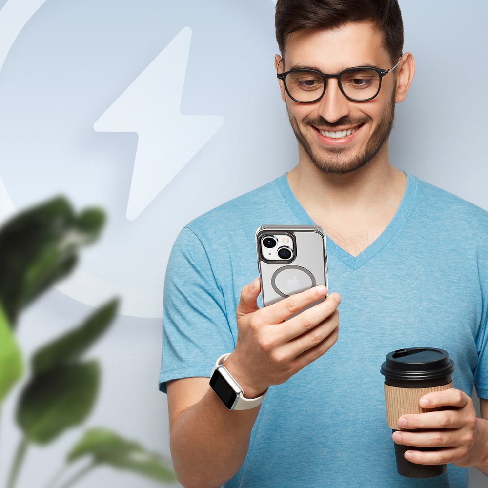 MagSafe magnetinis dėklas iPhone 14 Plus – pilkas