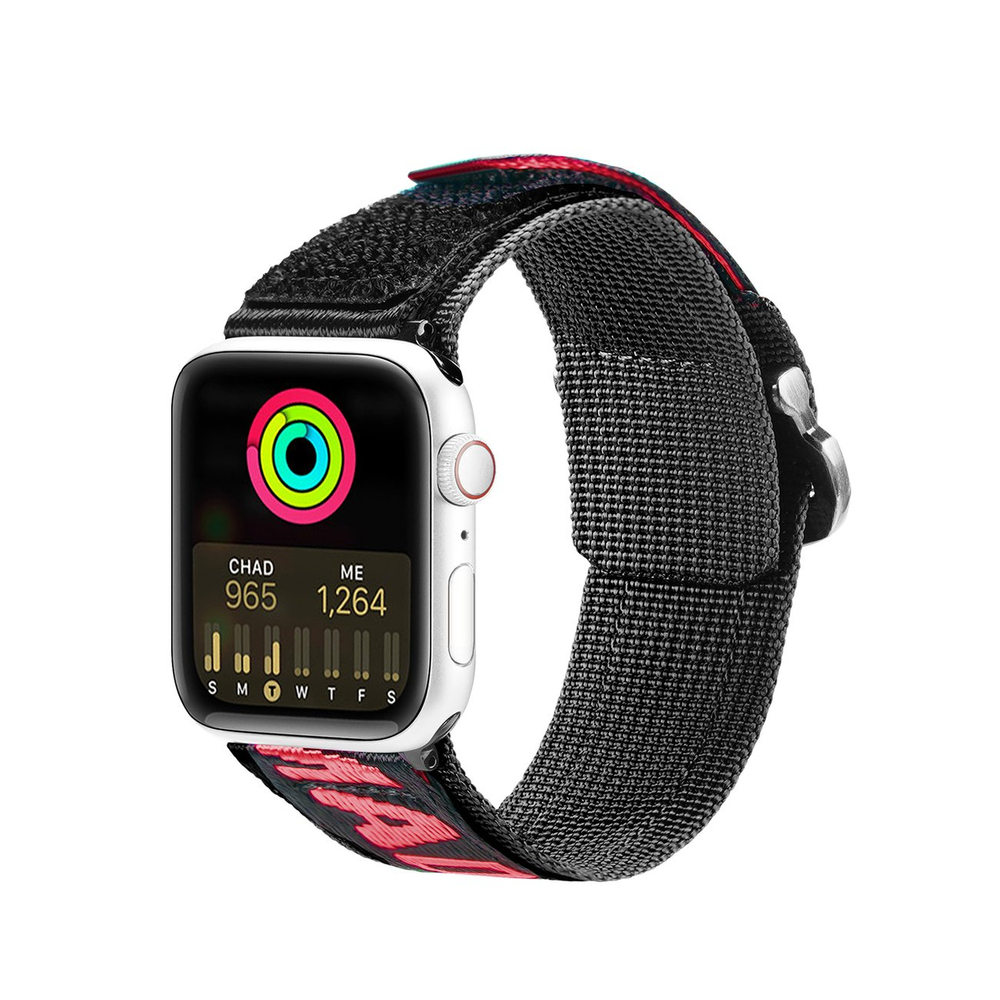 Dux Ducis Outdoor dirželis Apple Watch 42–49 mm – juodai raudonas