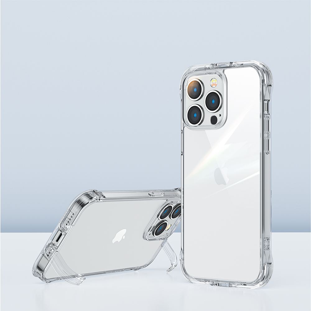 Joyroom Defender dėklas iPhone 14 Plus – skaidrus, su stovu