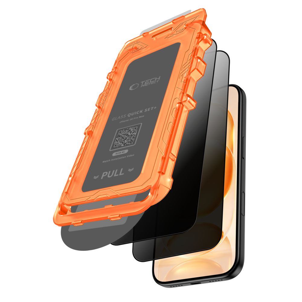 Apsauginis stiklas Tech-Protect Quick Set Spy+ iPhone 18 Pro, privatumo, 2 vnt.