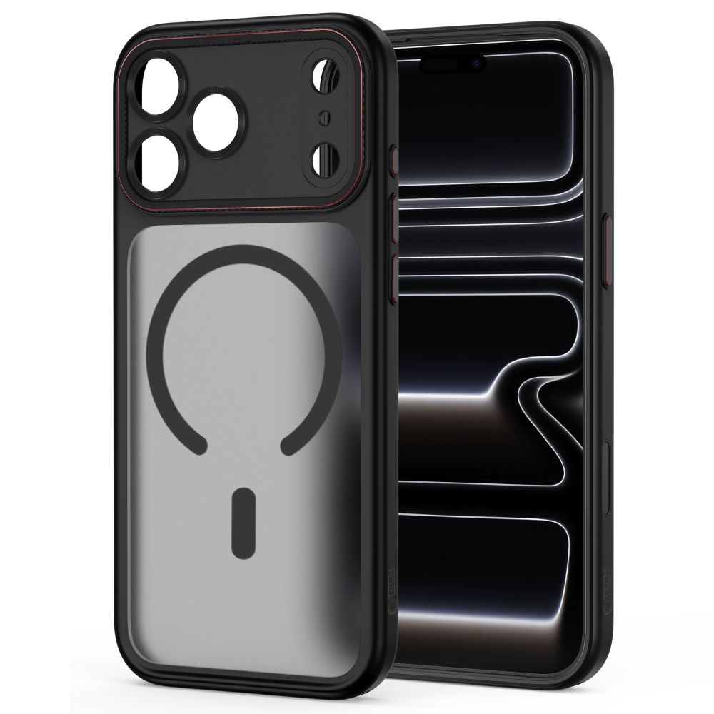 Dėklas Tech-Protect MagCam MagSafe iPhone 17 Pro Max / 18 Pro Max, matinis juodas / raudonas