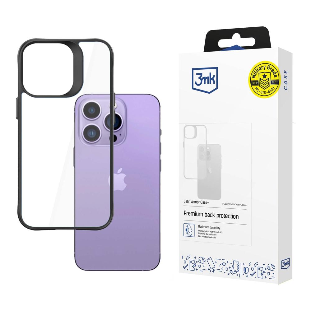 3mk satin armor dėklas+ iPhone 14 Pro Max Series - Black