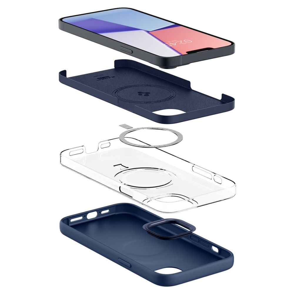 Dėklas Spigen Silicone Fit Mag MagSafe iPhone 14 Plus / 15 Plus, tamsiai mėlynas