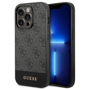 Guess 4G Stripe dėklas iPhone 14 Pro Max – pilkas